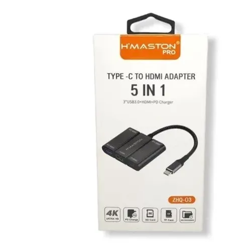 Adaptador Tipo C para HDMI 5 em 1 4K 3Usb 3.0 Hdmi Pd Charger Hmaston zhq-03