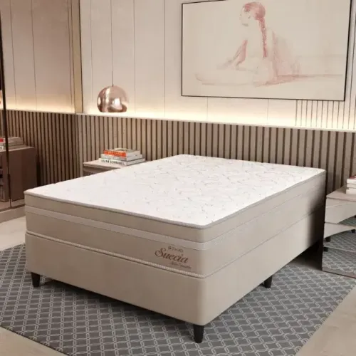 Box Casal Inteiriça com Molas Ensacadas - Preço Baixo