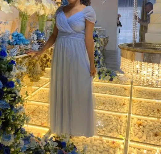 Vestido de Madrinha Azul Serenity - Usado 1x, Impecável!