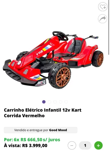 Carrinho elétrico infantil kart