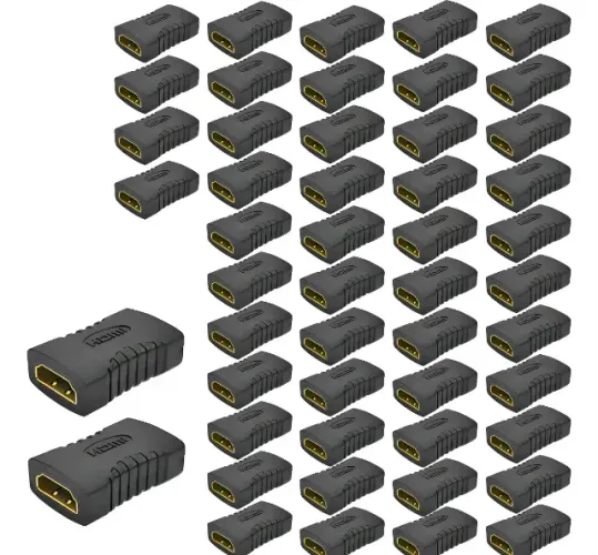 Kit  50 unidades  Adaptador Emenda HDMI Fêmea para HDMI Fêmea, Alongar Cabo Prolongador
