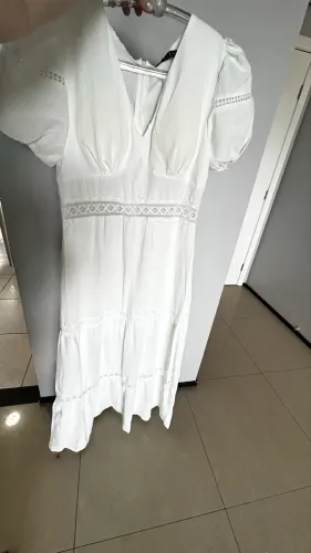 Vestido longo branco com renda gripi 42