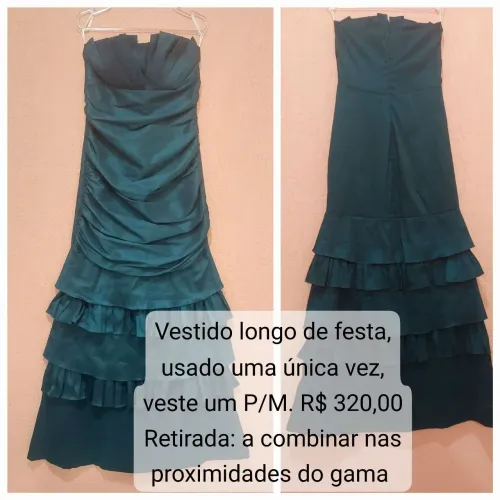 Vestido Longo de Festa - Verde - Tamanho P/M