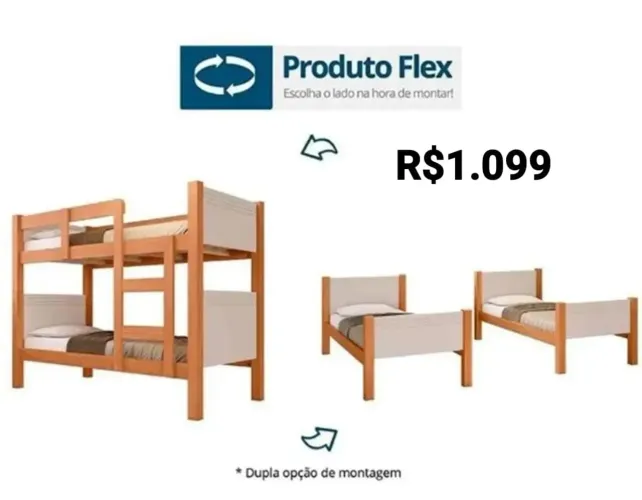 Camas Solteiro / Dupla Opção de Montagem 