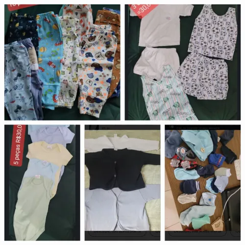 Combo calças + body+pijama+casaquinho +meias+1 sapatinho.<br>Valor 150,00