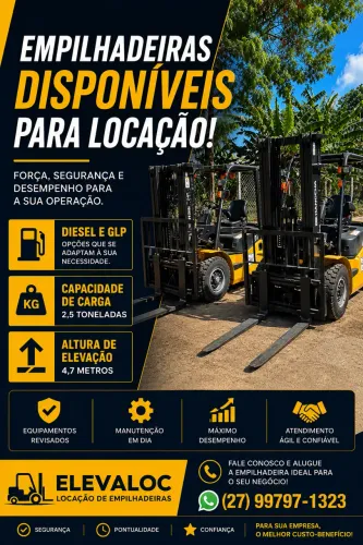 Locação de Empilhadeira (Diária, Mensal, Prestação de Serviço)
