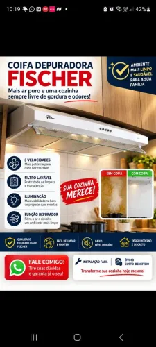 COIFA DEPURADORA FISCHER PARA COOKTOP DE 5 BOCAS(foto sem limpar)