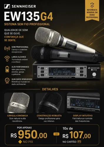 Microfone profissional sem fio Sennheiser