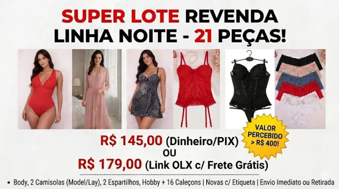 Lote Revenda Lingerie Linha Noite