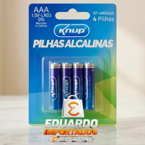 Kit 4 Pilhas Alcalinas AAA (Palito) Knup Qualidade e duração