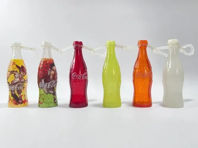 6 Mini Garrafinhas Coca-Cola Colecionáveis (2002) | Coleção Charlie Brown Jr.