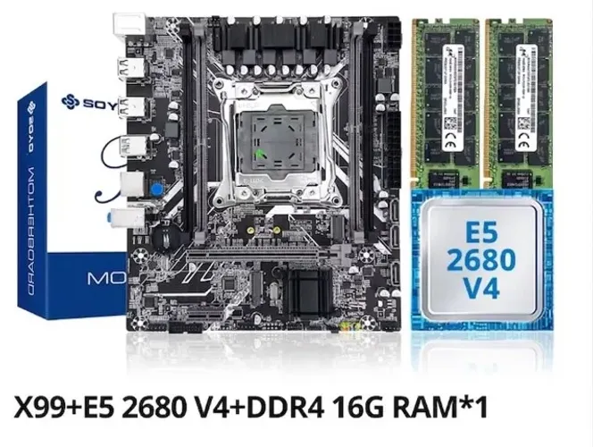 Kit PROCESSADOR XEON 2680V4 MEMORIA RAM 16GB DDR4 2133MHZ SERVER PLACA MÃE X99 SOYO