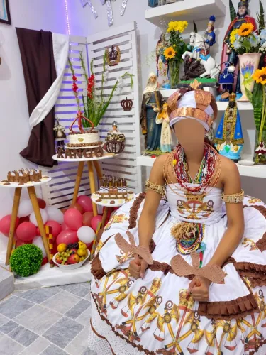 Conjunto Xangô Umbanda Candomblé Roupa de Orixá 5 Peças