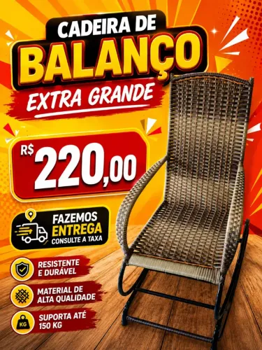 Cadeira de balanço reforçada 04 molas Extra grande R$220,00