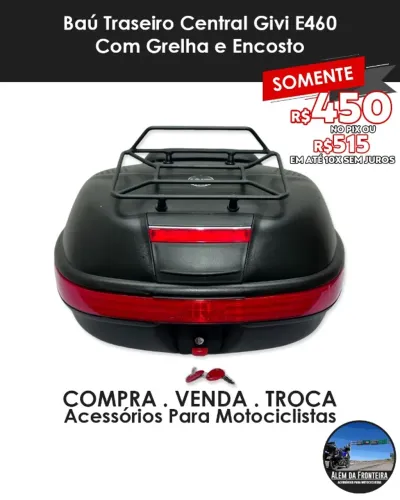 Bau traseiro central Givi E460 com encosto e grelha