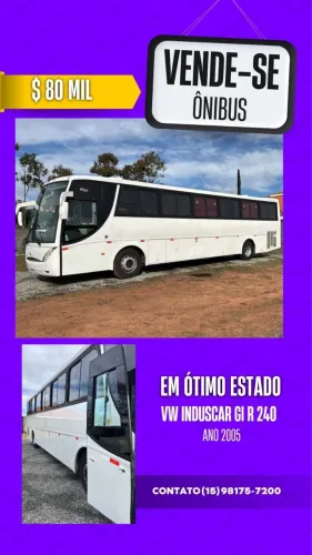 VENDO ÔNIBUS VW INDUSCAR GI R 240 - ANO 2005