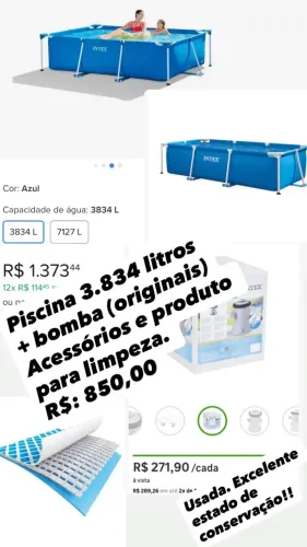 Piscina Intex 3.834 litros bomba e acessórios de limpeza