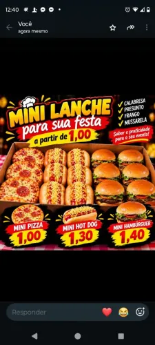 Mini lanche para festa a partir de 1,00