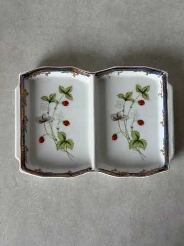 Petisqueira dupla morango porcelana Real São Paulo