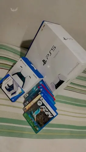 PlayStation 5 slim 1TB leitor de disco e digital 2 controle sem fio com 10 jogos