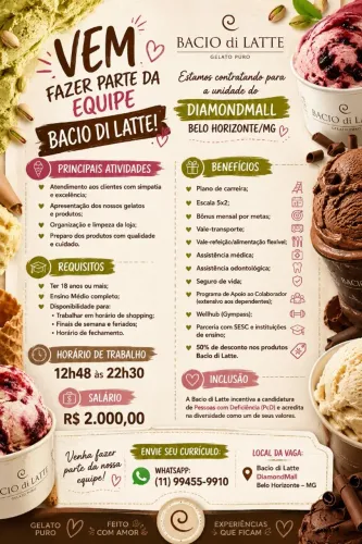 Vaga de emprego na bacio di latte