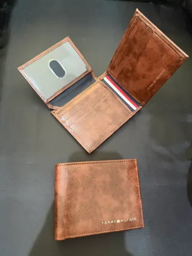 Tommy Hilfiger Carteira masculina de couro genuíno
