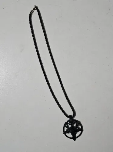 Colar Preto Baphomet Rock Diabo