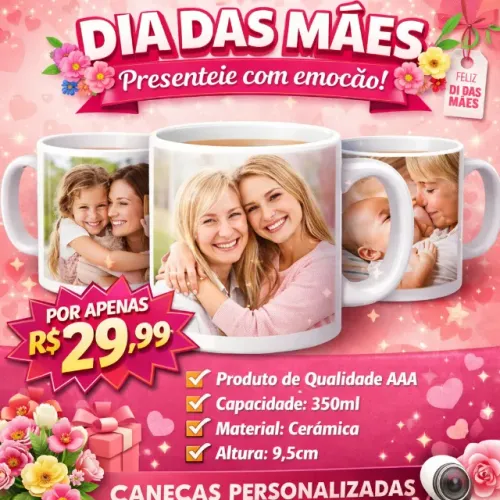Caneca personalizada com foto Dia das Mães