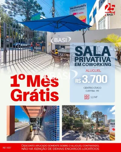 Sala comercial pronta para empresas iniciantes | Coworking com sala privativa e sem condom