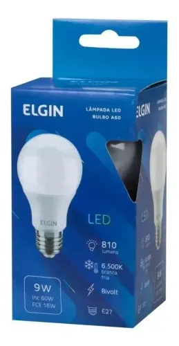 5 Lâmpadas Elgin Led Bulbo 9w Biv Branco Frio Inmetro