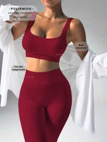 Conjunto Canelado Encorpado Sem Costura