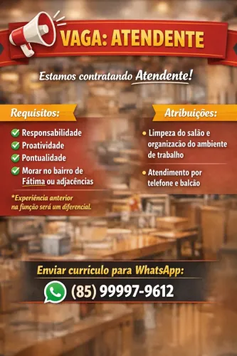 Vaga para atendente 