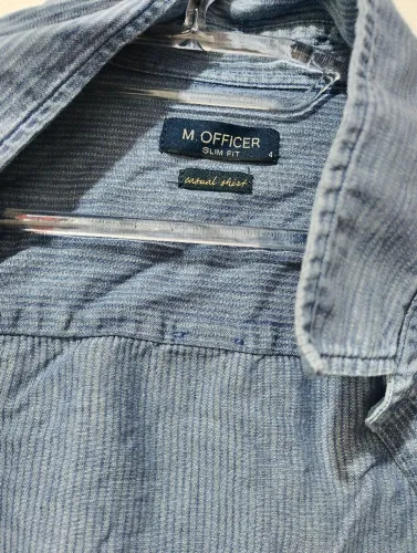 Camisa chambray (jeans) M. Officer Slim Fit