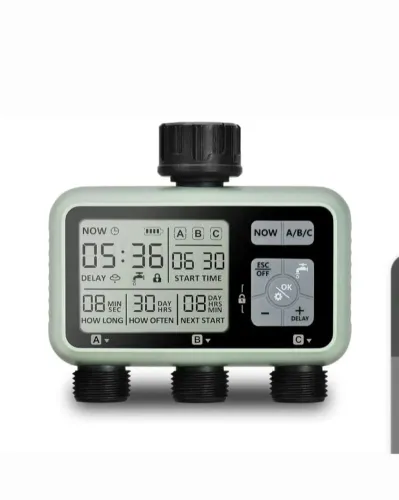 Temporizador digital de irrigação para jardim.