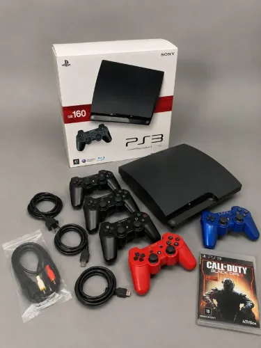 PlayStation 3 Slim 160GB + Caixa Original + 5 Controles + Jogo