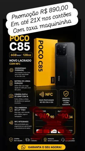 Celular Poco C85 128gb novo lacrado com NFC