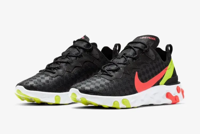 Tenis Nike React Element 55 Black Crimson Volt Importado