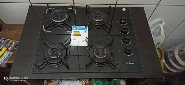 Fogão Cooktop balcão embutido + armário de parede