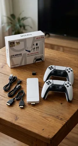 Video Game Stick M15 Pro 4K Ultra HD - 20.000 Jogos + 2 Controles (Novo Na Caixa)