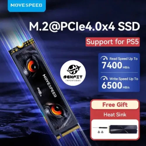 Ssd M.2 Nvme MoveSpeed 1tb Pcie 4.0x4 Até 7450 Mbps Para PC, Notebook ou PS5