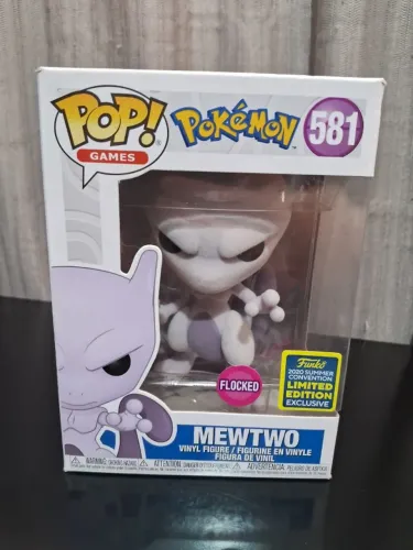 Funko Pop Pokémon Mewtwo #581 - Edição Limitada Flocked (Original)