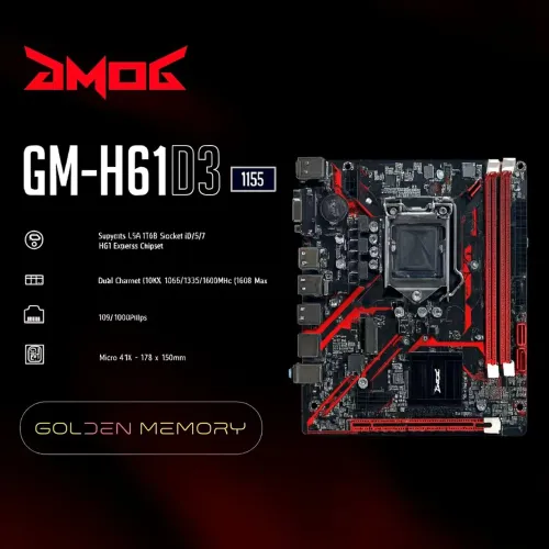 Placa Mãe GM-H61D3<br>R$ 250,00<br>Entrega Inclusa