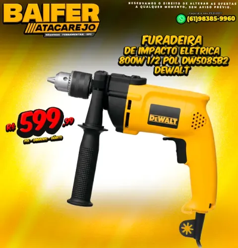 Furadeira de Impacto Elétrica 800w 1/2 Pol DW5085B2 Dewalt