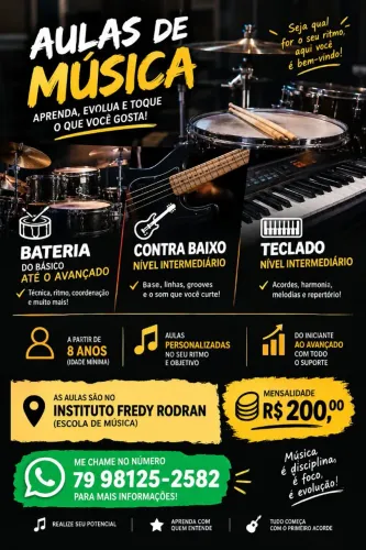 Aulas de Bateria / Contra-Baixo / Teclado