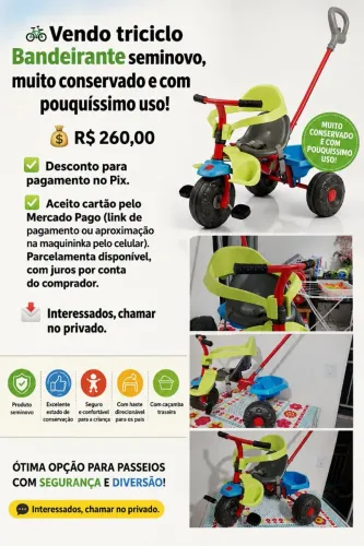 Triciclo Bandeirante Smart Plus Vermelho e Azul ( POUCO USADO)