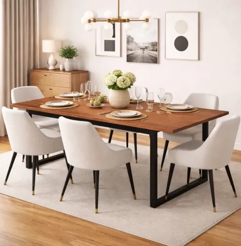 Mesa de Jantar Industrial 190cm para 6 Lugares Área Gourmet Varanda