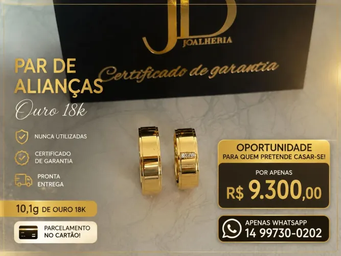 Par de Alianças/ aliança em ouro 18k