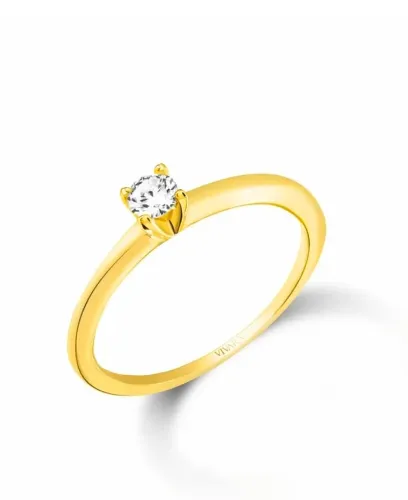 Anel solitário Vivara, ouro amarelo 18k com diamante 0.14ct