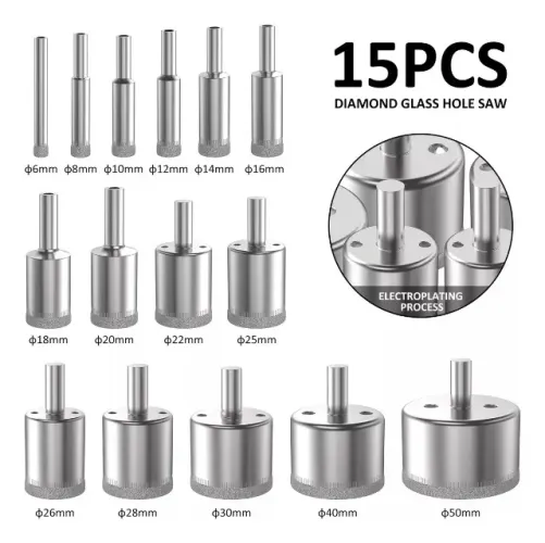Serra Copo Diamantadas BX para vidro mármore granito pisos cerâmica 15 Peças de 6mm-50mm