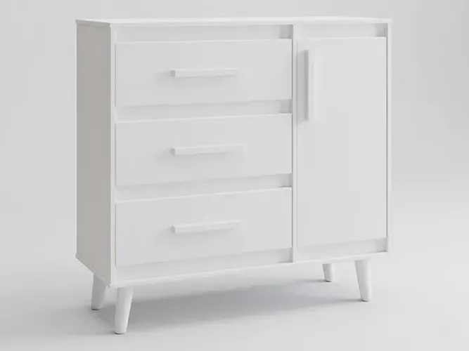Cômoda Sapateira 3 Gavetas com Porta Lateral 95cm Branca